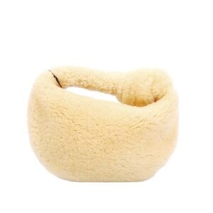 Bottega Veneta BV Jodie Hobo Shearling Mini Light Yellow Fuzzy Handbag